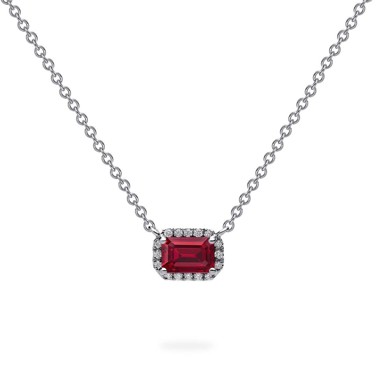 Birks Essentials White Gold Ruby and Diamond Pendant Necklace image number 0